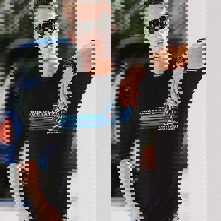 レトロ ヴィンテージ 家族旅行 ホノルル ハワイ ワイキキ ビーチ 長袖Tシャツ 彼への贈り物