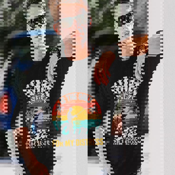 レトロ 釣り療法 メンタルヘルス ストレス解消 フィッシャーマン 長袖Tシャツ 彼への贈り物