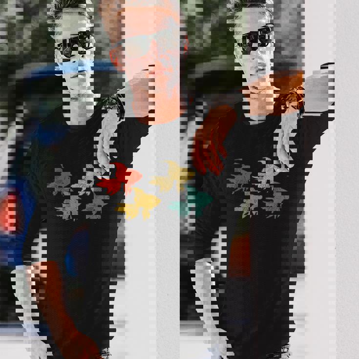 レトロ 魚 金魚 水族館 水 動物 長袖Tシャツ 彼への贈り物