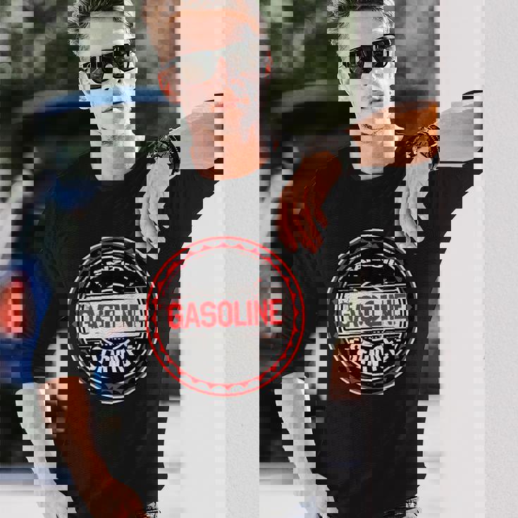 レトロヴィンテージガソリンスタンドanzoil モーターオイル 車 バイク ガレージ 長袖Tシャツ 彼への贈り物