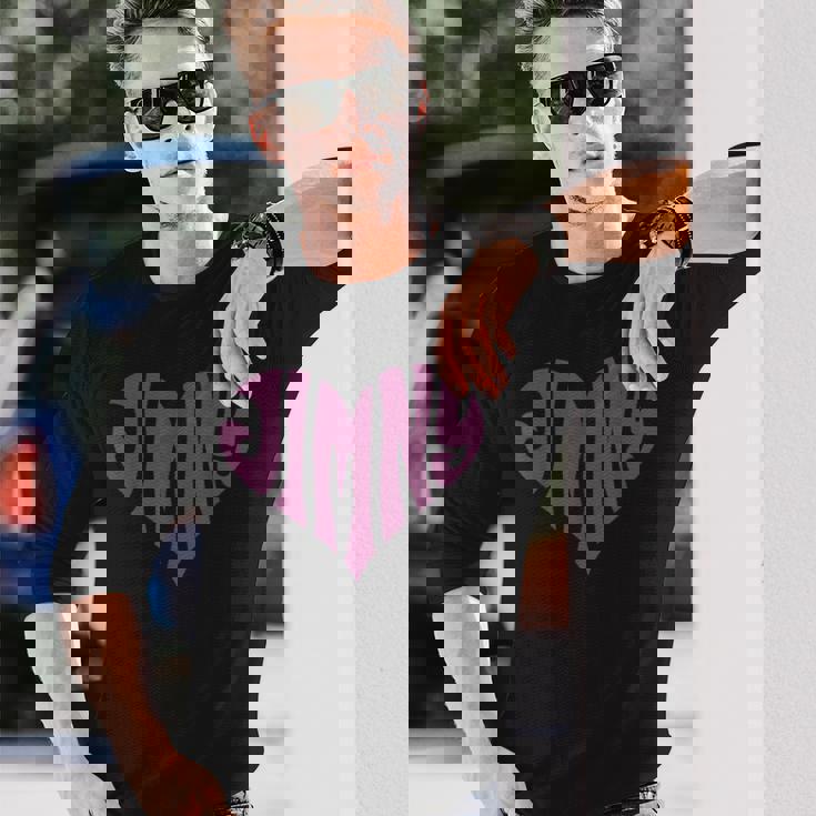 レトロヴィンテージスタイル ラブハートフィット ジムニーパープル 長袖Tシャツ 彼への贈り物