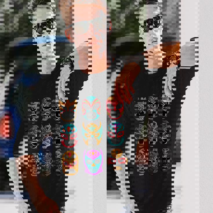 レトロ・ルチャリブレ・マスク フリースタイル・レスリング・ファイター 長袖Tシャツ 彼への贈り物