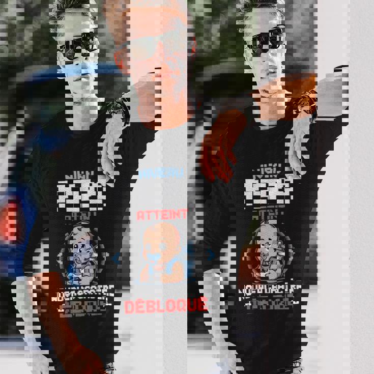 レベル お父さん アンロック 未来 父 息子 アナウンス 妊娠 ゲーマー 長袖Tシャツ 彼への贈り物