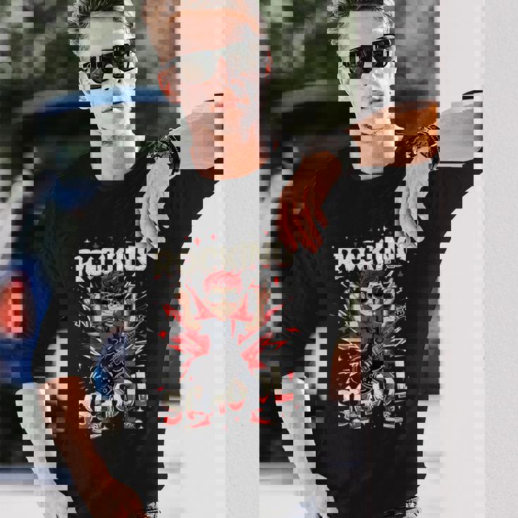 ロッキング・100デイズ・オブ・スクール・ファニー・ギター・キッズ 長袖Tシャツ 彼への贈り物