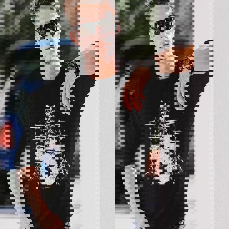 ロックスター ドラマー 猫 ドラム演奏 ミュージシャン バンド 音楽好き 長袖Tシャツ 彼への贈り物