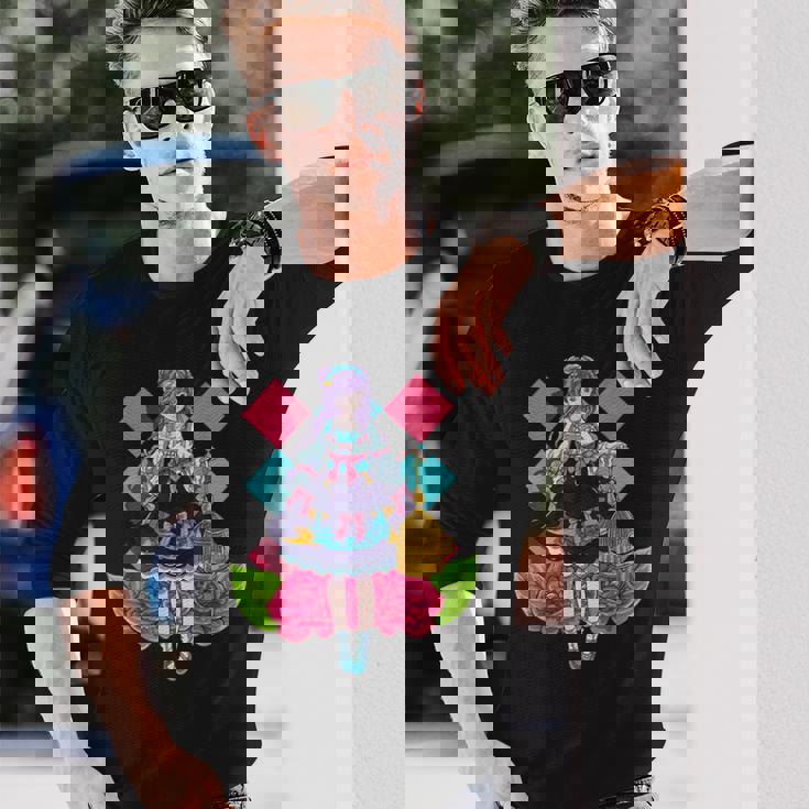 ロリータファッションをテーマにした鳥かごアニメデザイン 長袖Tシャツ 彼への贈り物