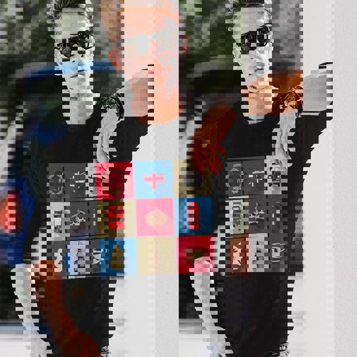 ロンドンバス スカイライン イギリス国旗 ユニオンジャック 長袖Tシャツ 彼への贈り物