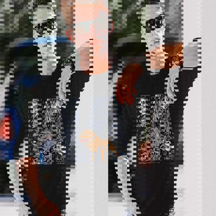 メンズ ローライダー スタイル、La ピットブル ドッグ。チカーノ・チョロ、ラティーノ 長袖Tシャツ 彼への贈り物