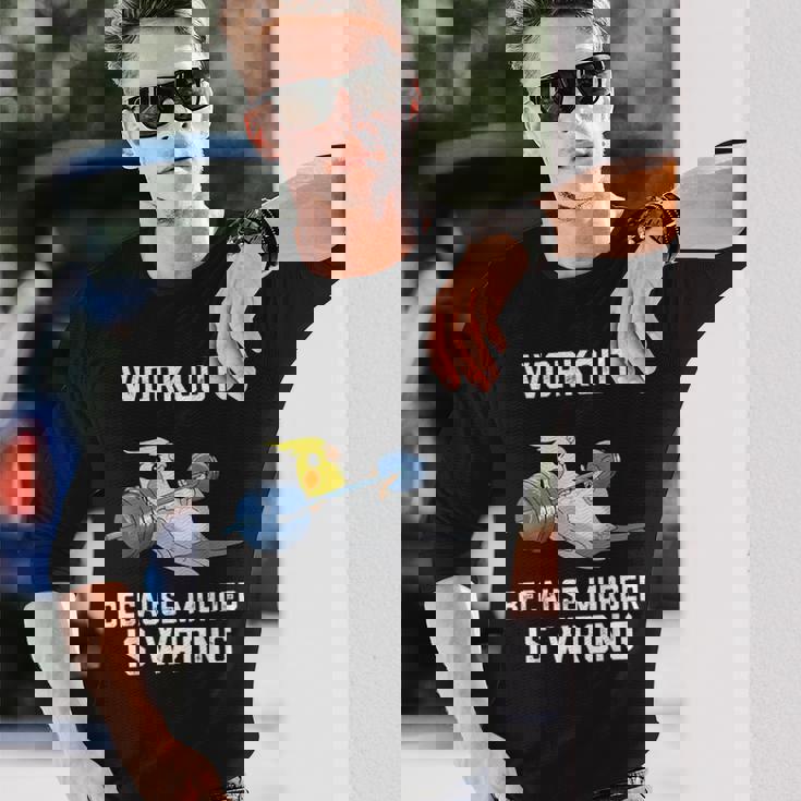 ワークアウト Because Murder Is Wrong 面白いオウム オカメインコ 鳥 長袖Tシャツ 彼への贈り物