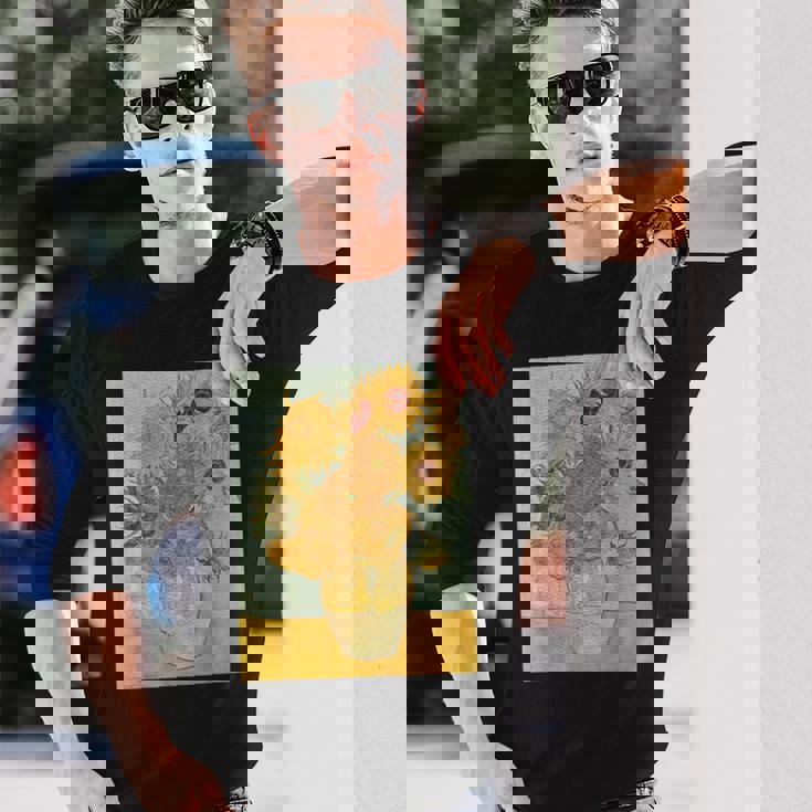 ヴィンセント・ヴァン・ゴッホのひまわり 長袖Tシャツ 彼への贈り物