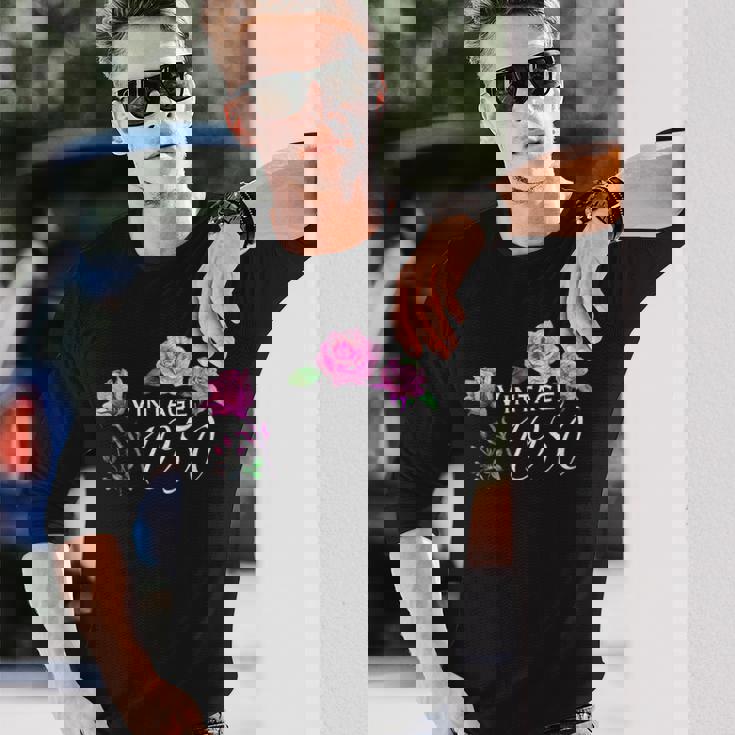 ヴィンテージ 1950 ピンクローズ 75歳 75歳 誕生日 母の日 長袖Tシャツ 彼への贈り物