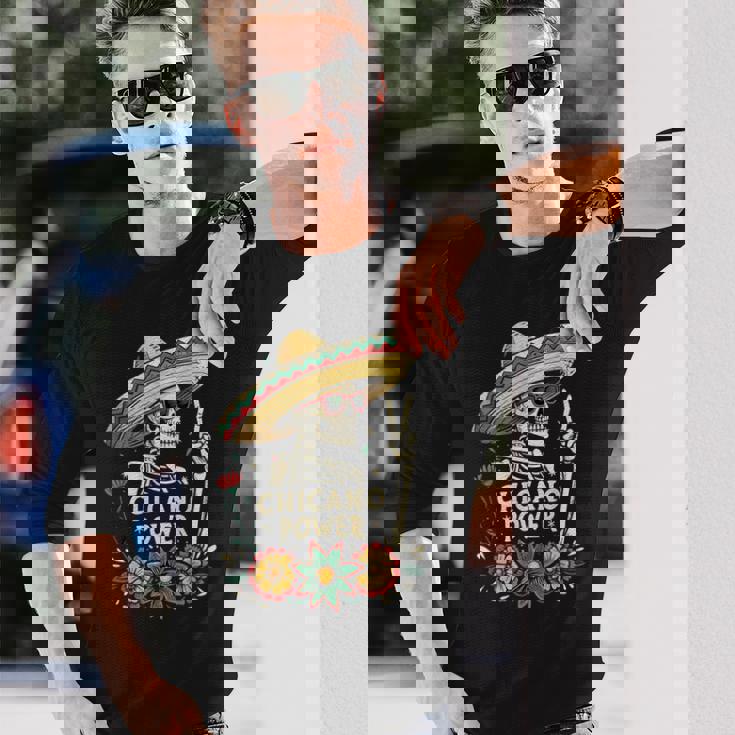 ヴィンテージ チカーノ Día De Los Muertos 長袖Tシャツ 彼への贈り物