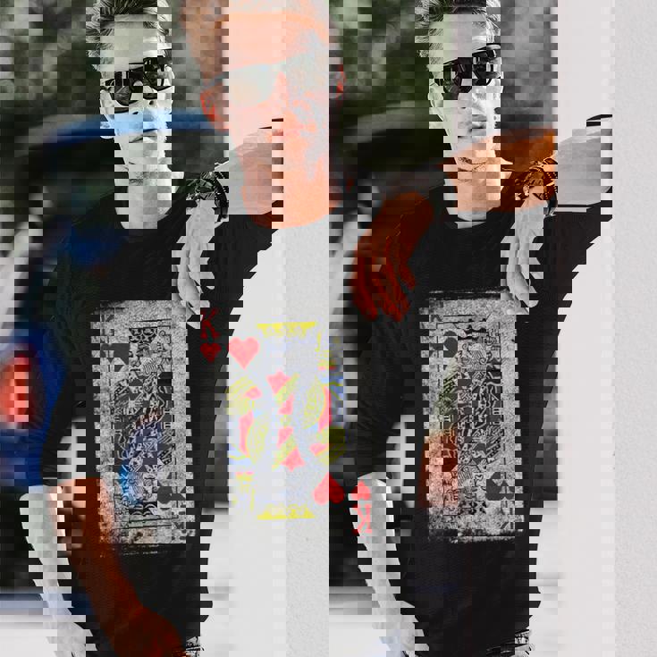 ヴィンテージ ハートのキングトランプ ハロウィン カジノ 長袖Tシャツ 彼への贈り物