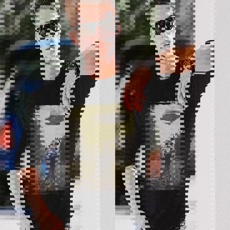 ヴィンテージ ヒップスター レトロ Hip Hop Uap ストリートウェア エイリアン 面白い Ufo ラクーン 長袖Tシャツ 彼への贈り物