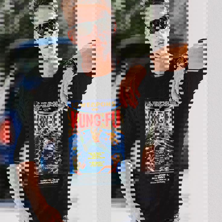 ヴィンテージカンフー格闘技 映画レトロギフト 長袖Tシャツ 彼への贈り物