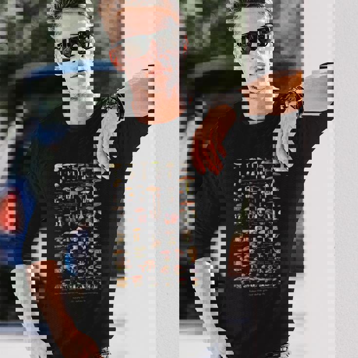 ヴィンテージキノコドイツ語の名前キノコ狩り 長袖Tシャツ 彼への贈り物