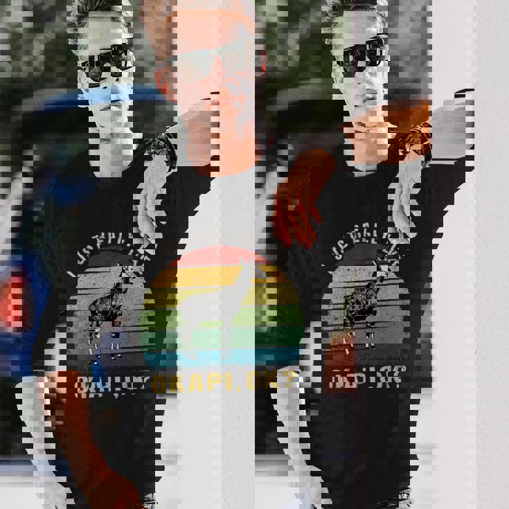 ヴィンテージレトロオカピ動物tシャツ I Just Really Like Okapi Ok 長袖Tシャツ 彼への贈り物