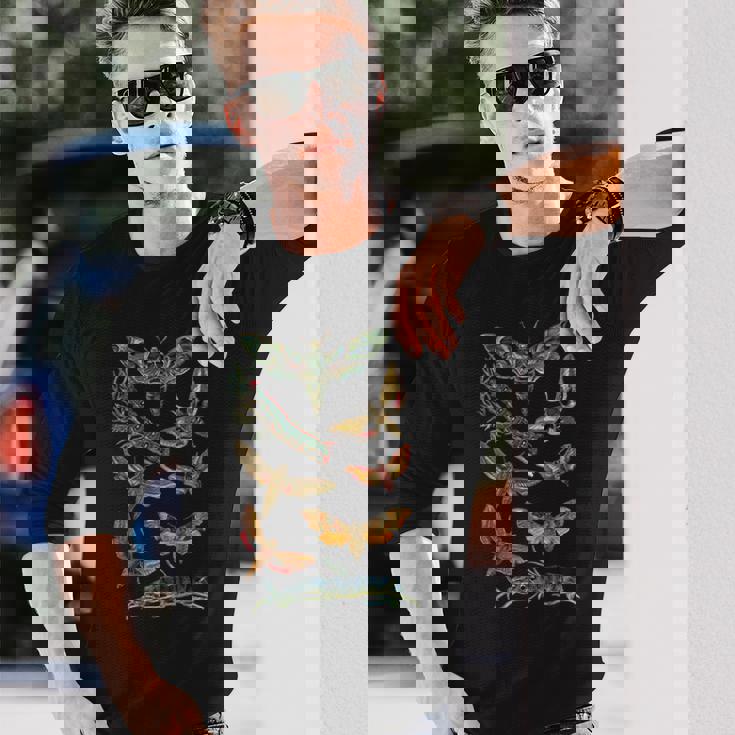 ヴィンテージ蛾 科学ギフト 昆虫 虫 イラスト 長袖Tシャツ 彼への贈り物