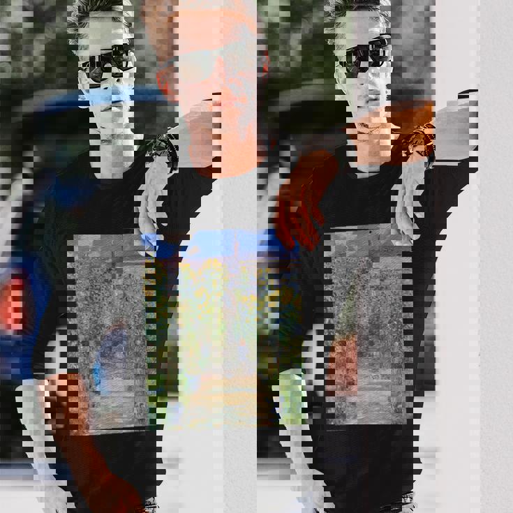 ヴェトゥイユの画家の庭／クロード・モネ（ビッグプリント）【世界の名画】Claude Monet 美術館アート 油絵 長袖Tシャツ 彼への贈り物