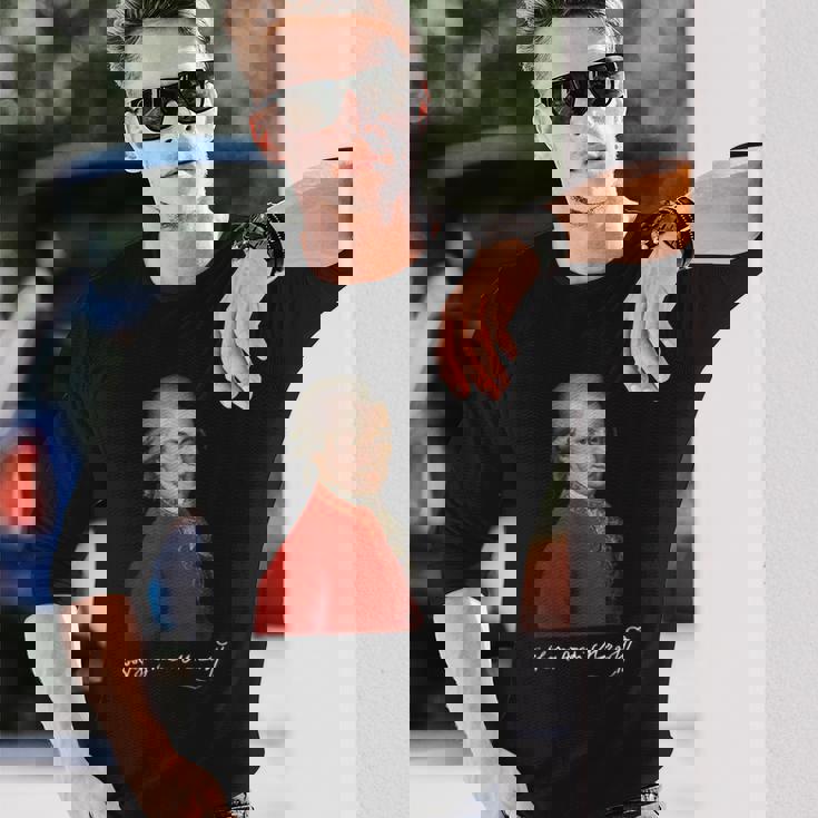 ヴォルフガング・アマデウス・モーツァルト 作曲家 シグネチャー クラシック音楽 長袖Tシャツ 彼への贈り物