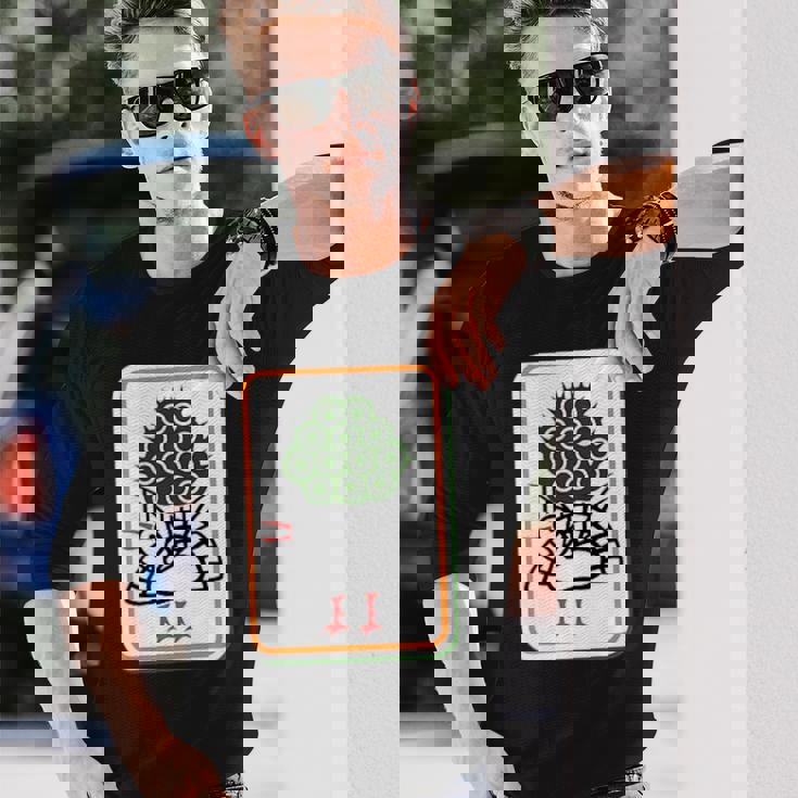 一索 麻雀 牌 おもしろ グッズ 服 面白いtシャツ 文字入り 面白い 文字 ネタ レトロ麻雀愛好家へ 長袖Tシャツ 彼への贈り物