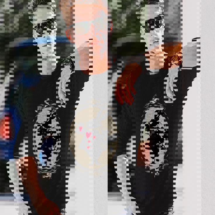 不思議の国のアリス ホワイトラビット ビンテージブック デザイン 長袖Tシャツ 彼への贈り物