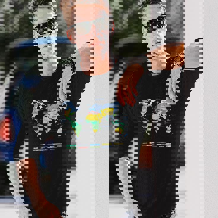 世界地図 気候帯 海名 英語語 長袖Tシャツ 彼への贈り物