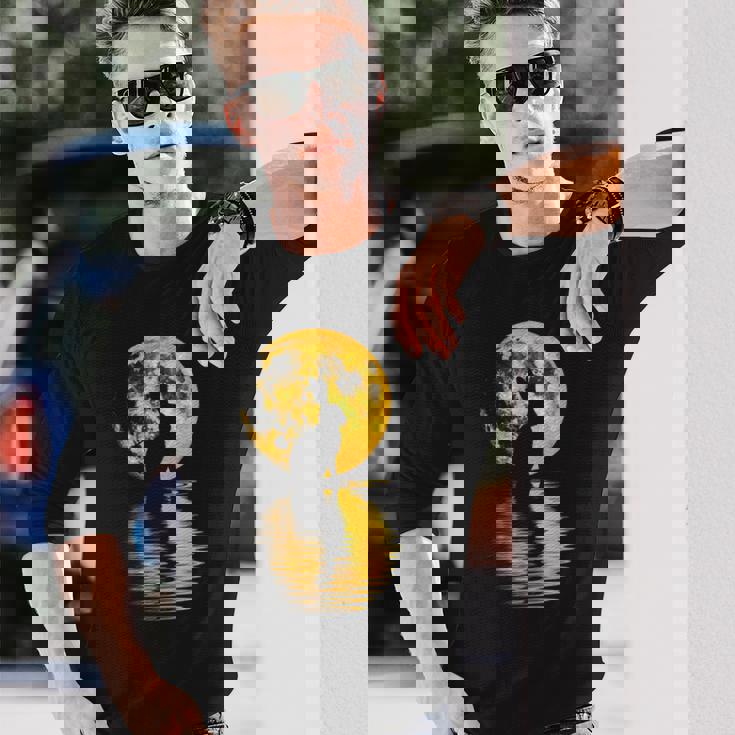 中秋節月 うさぎ シルエット 月餅 恋人 長袖Tシャツ 彼への贈り物