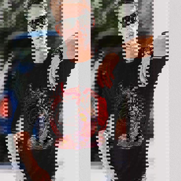 二口恩納怪獣妖怪 古代日本神話 神々 長袖Tシャツ 彼への贈り物