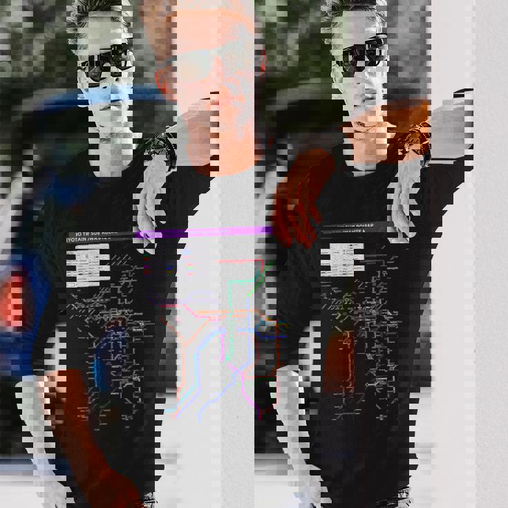 京都日本地下鉄鉄道おみやげ路線図 長袖Tシャツ 彼への贈り物