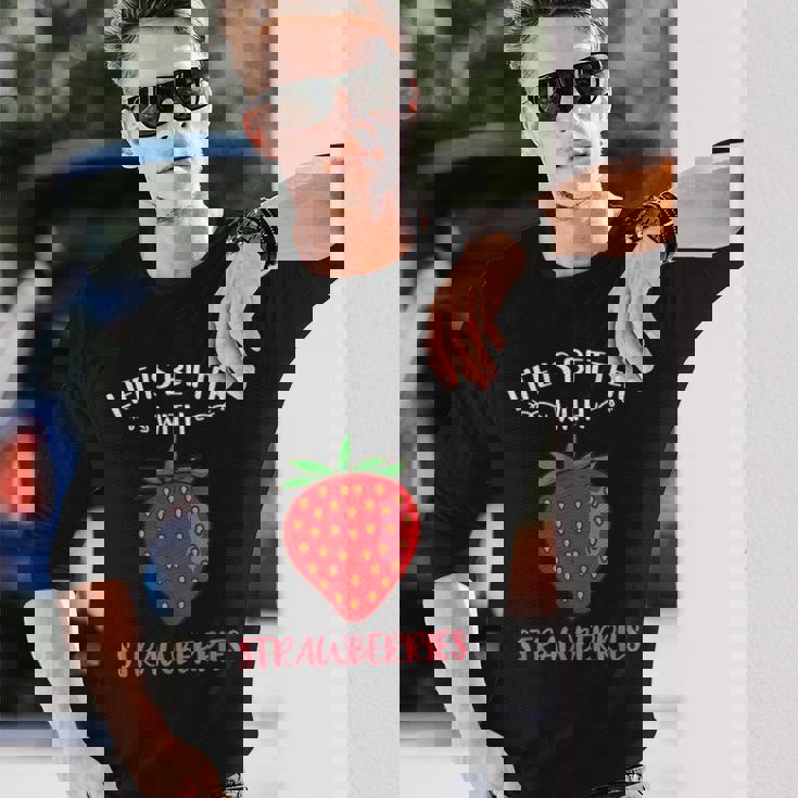 人生はイチゴとベターです 長袖Tシャツ 彼への贈り物