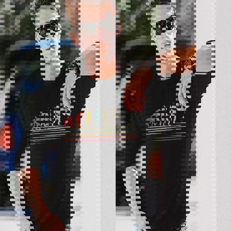 人類の進化 釣り竿 漁師 釣り人 面白い 釣り フィッシング サプライズ おもしろ アイデア 釣り 長袖Tシャツ 彼への贈り物