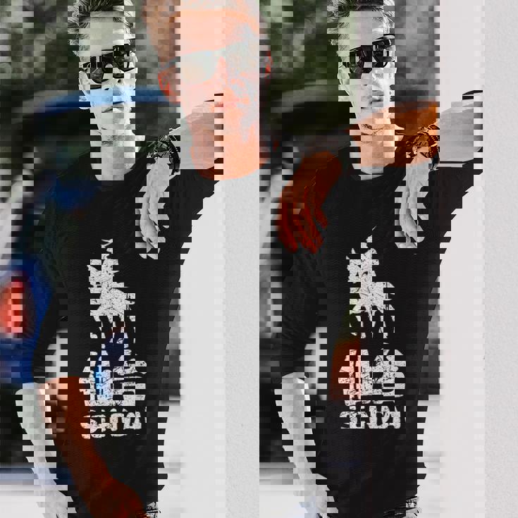 仙台日本 宮城 伊達将軍 日本の漢字土産 長袖Tシャツ 彼への贈り物