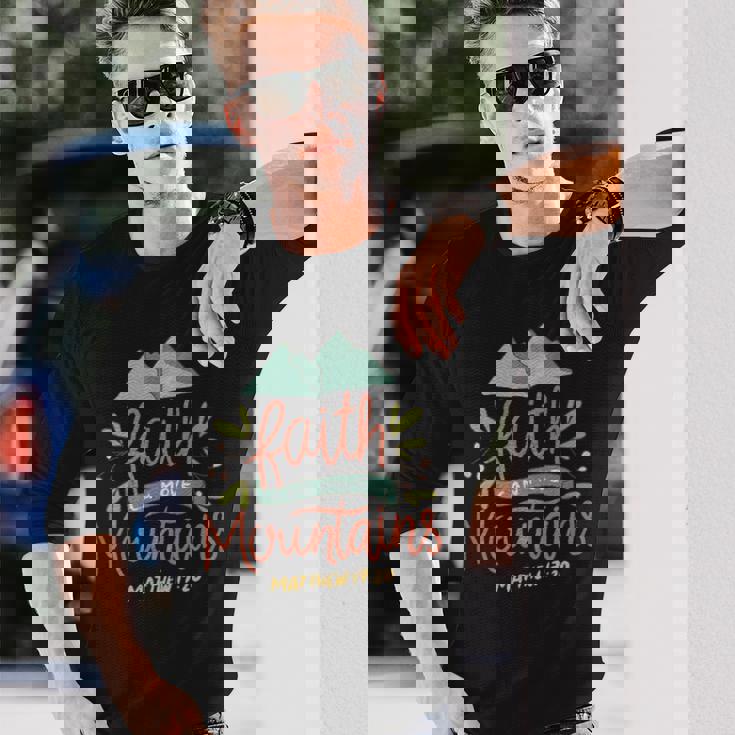 信仰 山を動かす 聖書教会 イエス・キリスト 長袖Tシャツ 彼への贈り物