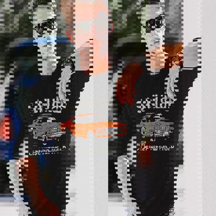 傘寿祝い 車好き お父さん 男性 クラシックカー 80歳 Classic Never Gets Old 長袖Tシャツ 彼への贈り物