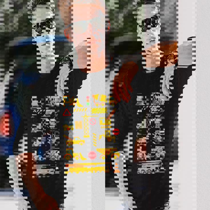 働く車 工事車両 面白いtシャツ イラスト かわいい キッズ 子供用 メンズ おもしろグッズ 子供 男の子 長袖Tシャツ 彼への贈り物