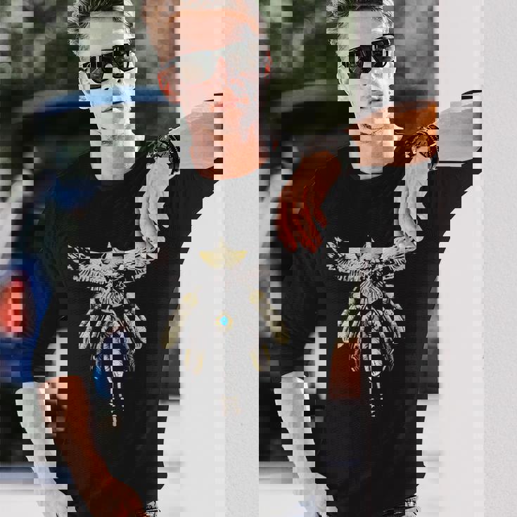 先金イーグル五連フェザー 長袖Tシャツ 彼への贈り物