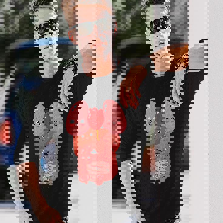 内臓 面白い 人体 解剖学 微笑 長袖Tシャツ 彼への贈り物