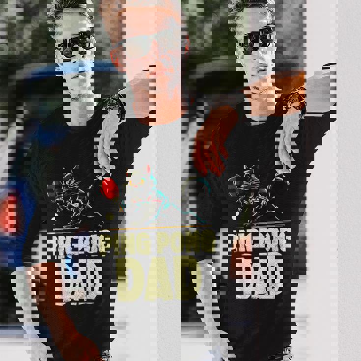 卓球 黒猫パパピンポン 黒猫ピンポン 長袖Tシャツ 彼への贈り物