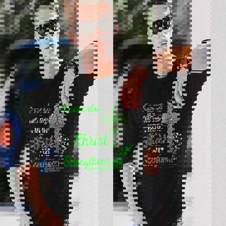 双極性障害啓発 双極性障害 戦士 キリスト 長袖Tシャツ 彼への贈り物