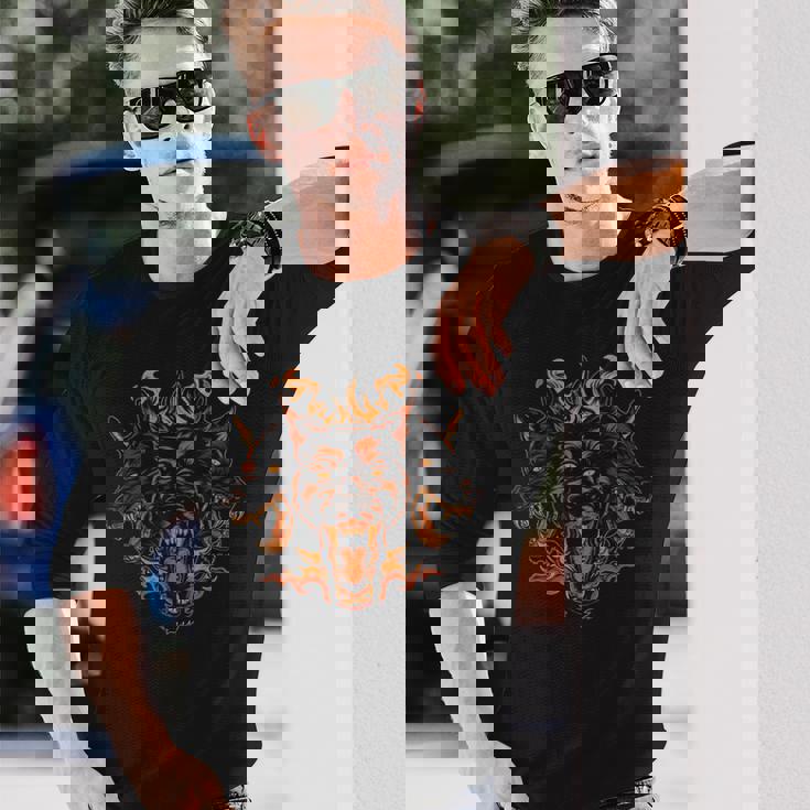 古代ギリシャ神話 ケルベロス 三頭犬 ケルベロス 長袖Tシャツ 彼への贈り物