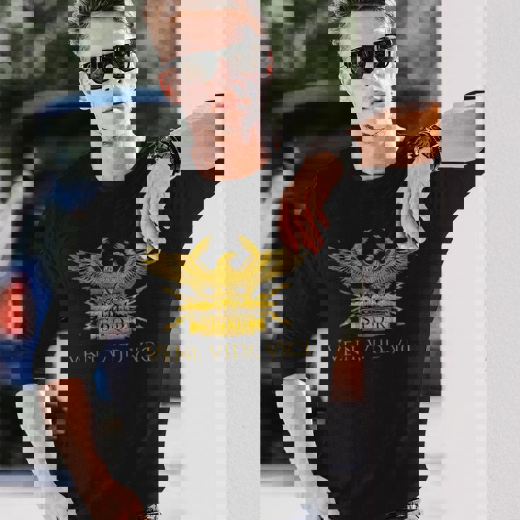 古代ローマ軍団 イーグル ジュリアス・シーザー ヴェニ・ヴィディ・ヴィチ 長袖Tシャツ 彼への贈り物