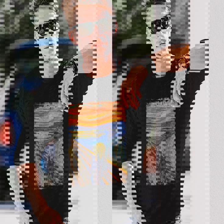 叫びの画家 ムンクの名画 長袖Tシャツ 彼への贈り物