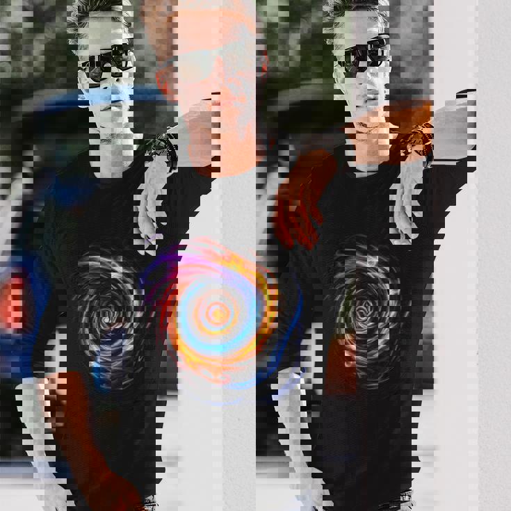 回転するレインボーフレームワールプール。 長袖Tシャツ 彼への贈り物