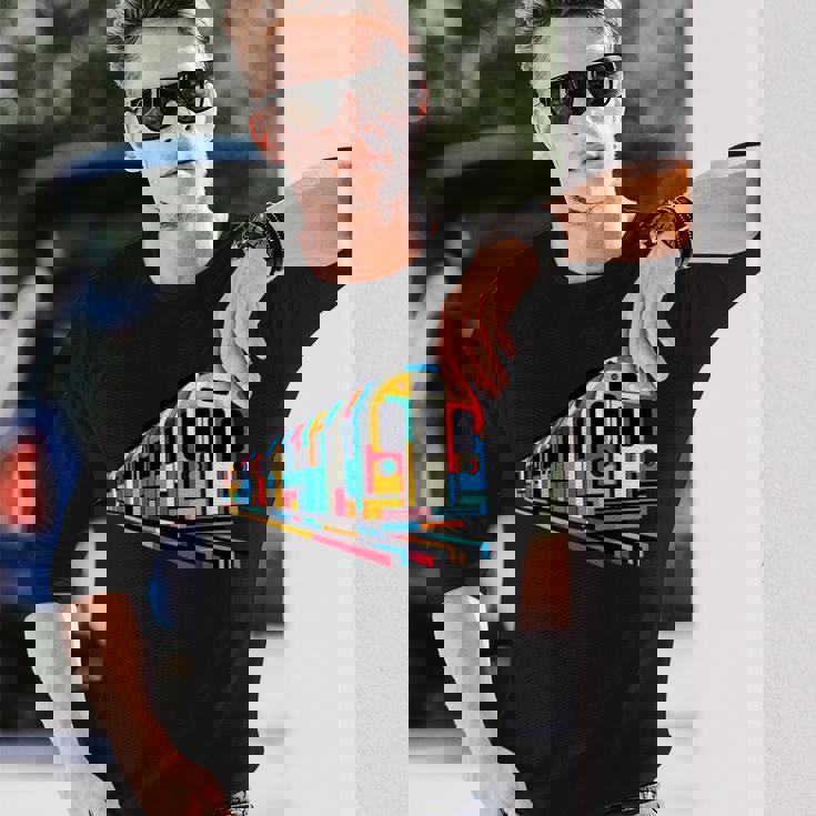 地下鉄 列車 地下鉄 機関車 鉄道愛好家 長袖Tシャツ 彼への贈り物