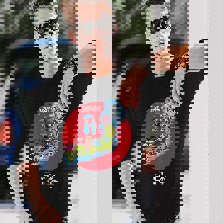 地図舞妓 日本のお土産 長袖tシャツ 長袖Tシャツ 彼への贈り物