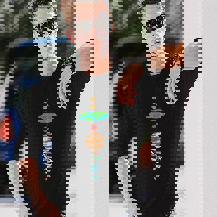 地球平面説太陽系 長袖Tシャツ 彼への贈り物