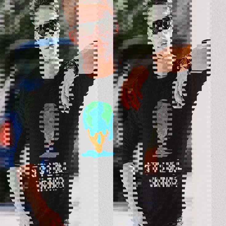 地球温暖化を止める アースデイ 地球 気候保護 地球温暖化 長袖Tシャツ 彼への贈り物