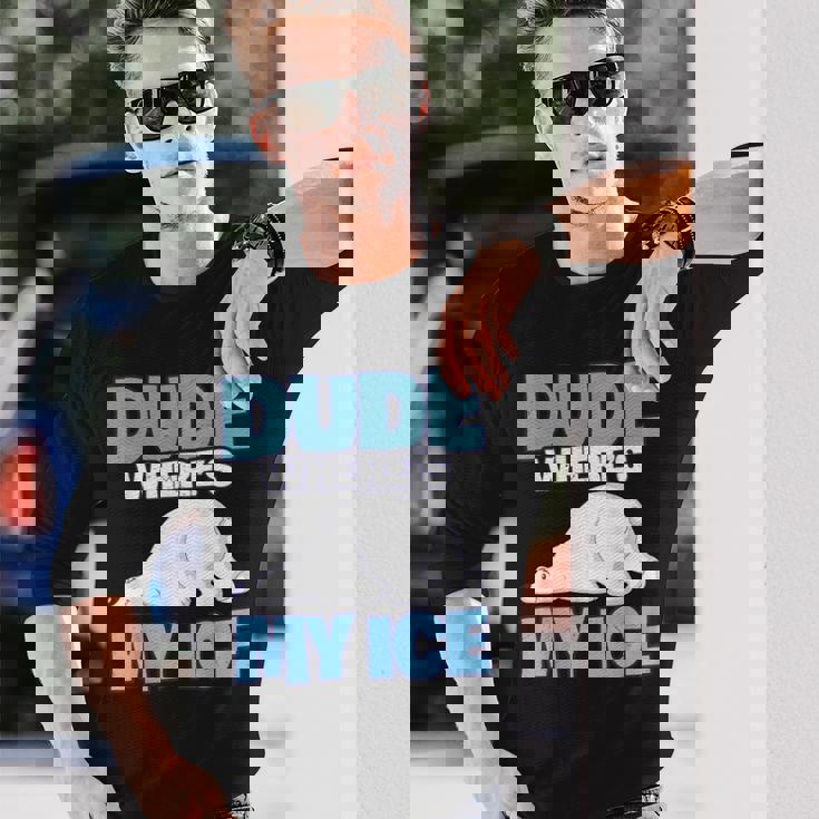 地球温暖化対策 シロクマ 長袖Tシャツ 彼への贈り物