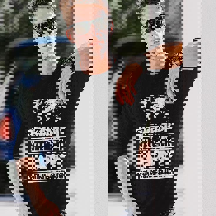 地理の先生への贈り物-面白い地理の恋人のユーモア 長袖Tシャツ 彼への贈り物